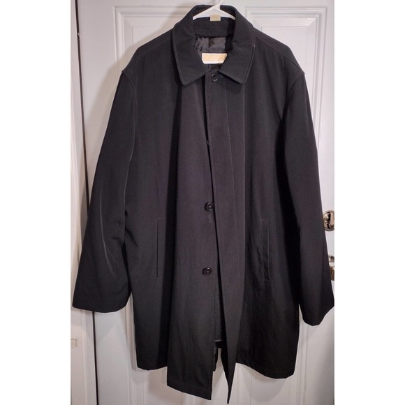 Michael Kors Men's Black 4 Button Trench Coat X~Large - Picture 1 of 15